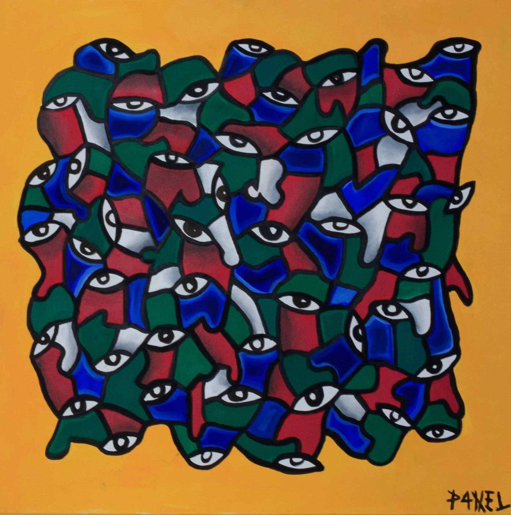 QUADRIPTYQUE 1/4, huile sur toile, 2023, par P4NEL