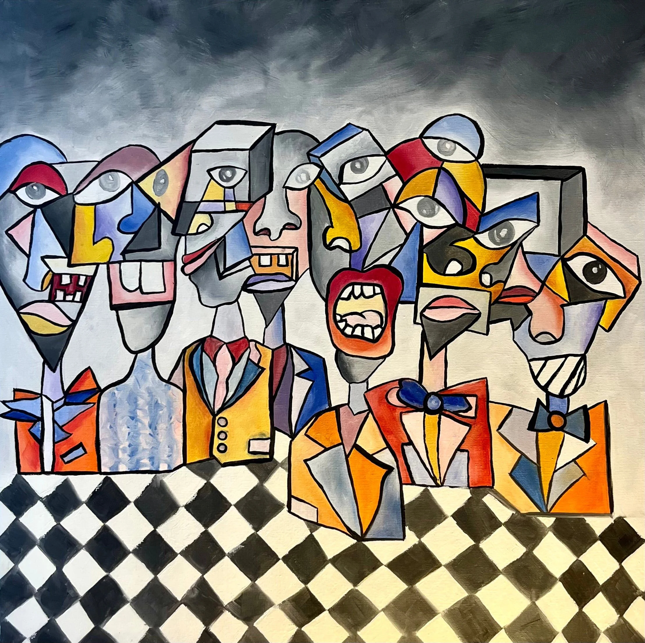 CHESS, huile sur toile, 2024, par P4NEL