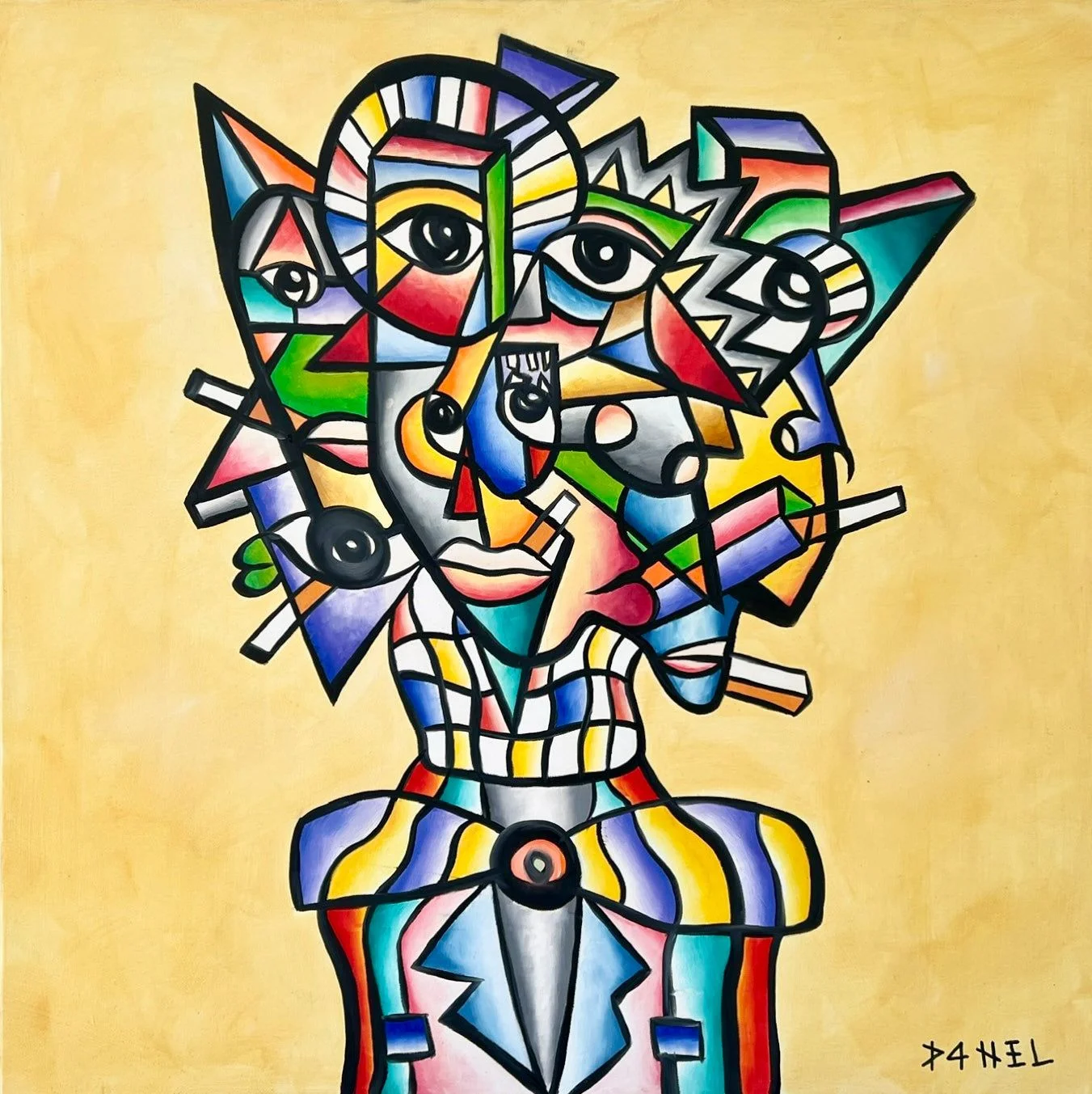 MR YELLOW, huile sur toile, 2024, par P4NEL