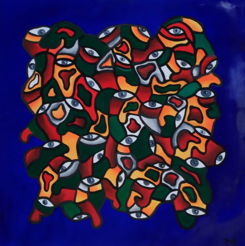 QUADRIPTYQUE 4/4, huile sur toile, 2023, par P4NEL