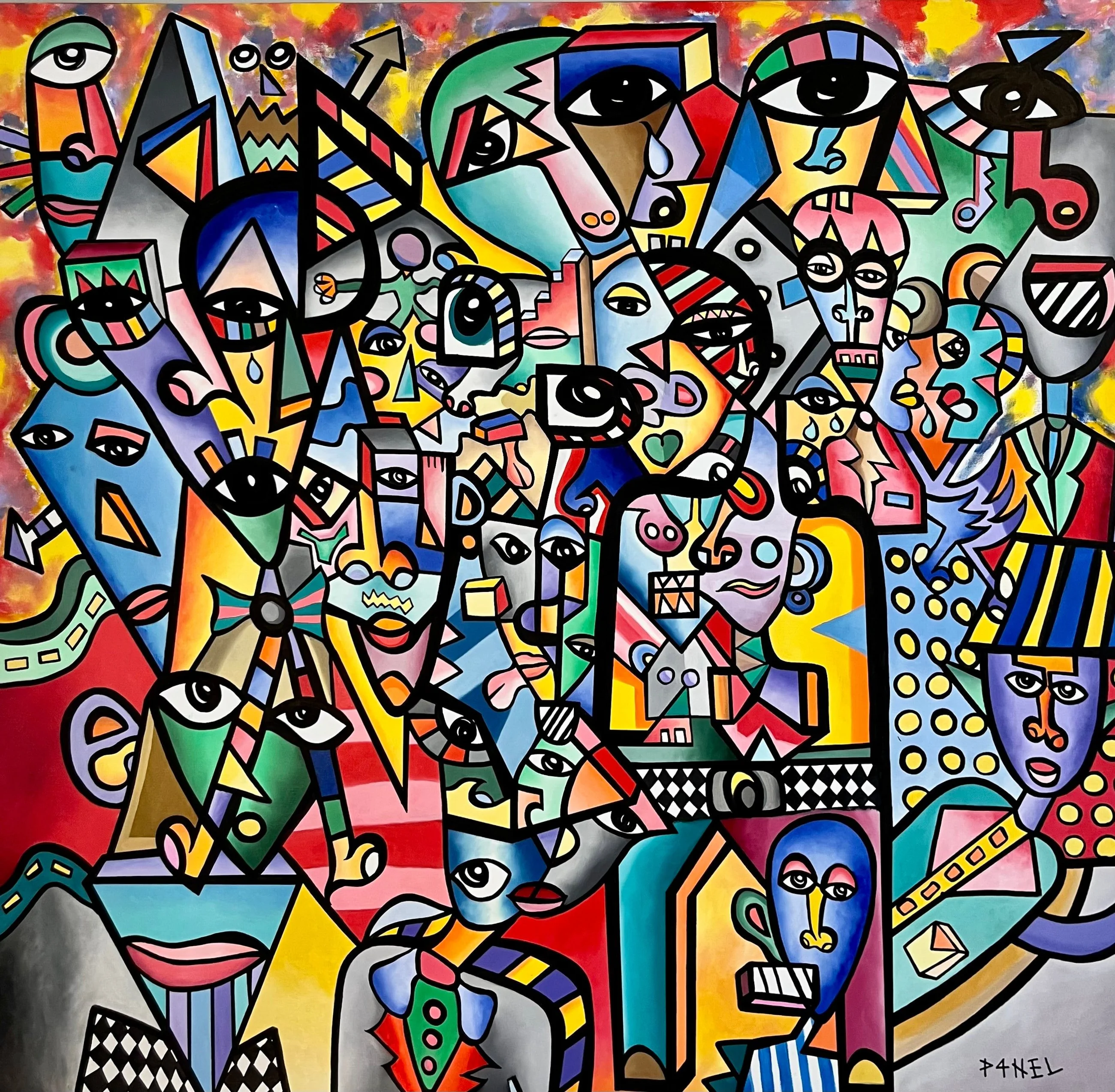 GRADUATION, huile sur toile, 2023, par P4NEL